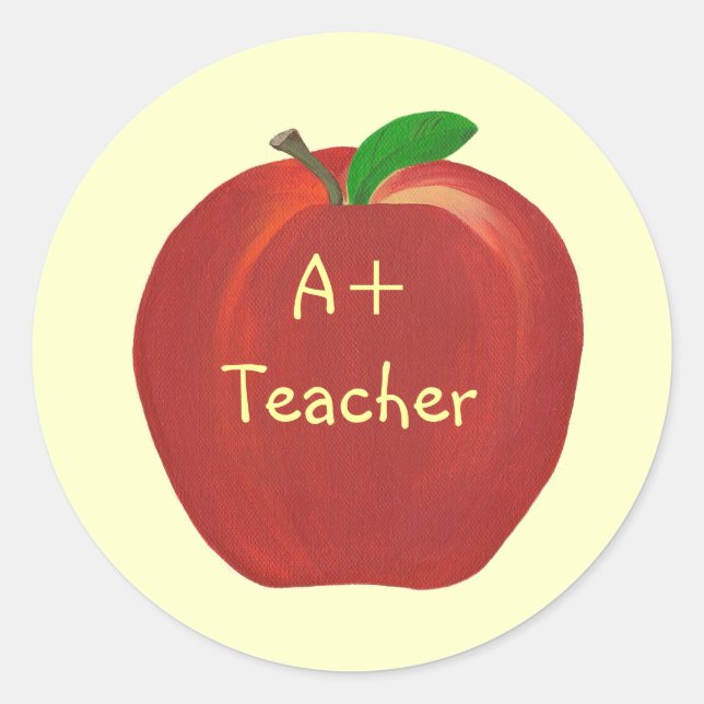 Red Apple, A+ Teacher stickers (Front)