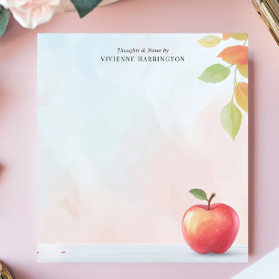 Red Apple and Autumn Leaves Personalized Notepad