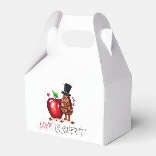 Red Apple and Chocolate Couple Bridal Shower Favor Box