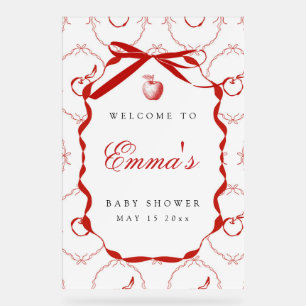 Red Apple Baby Shower Welcome Acrylic Sign