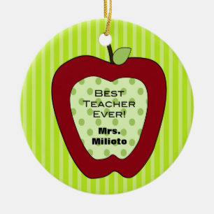 Red Apple Best Teacher Christmas Ornament