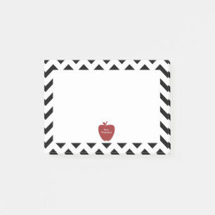 Red Apple Black Chevron Teacher Post-it® Notes