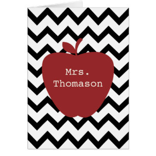 Red Apple Black & White Chevron Teacher