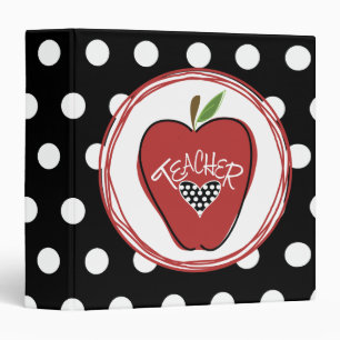 Red Apple / Black with White Polka Dots Binder