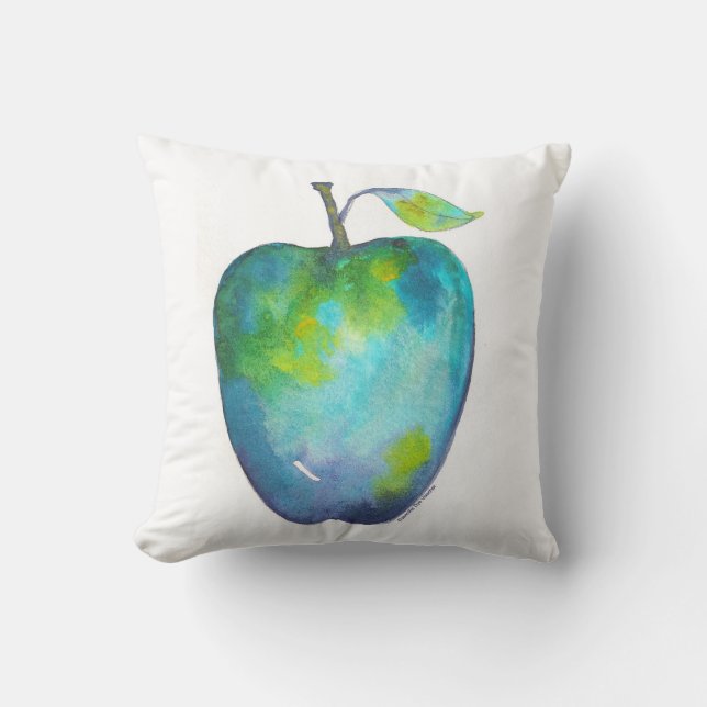 Red Apple, Blue Apple Throw Pillow (Front)