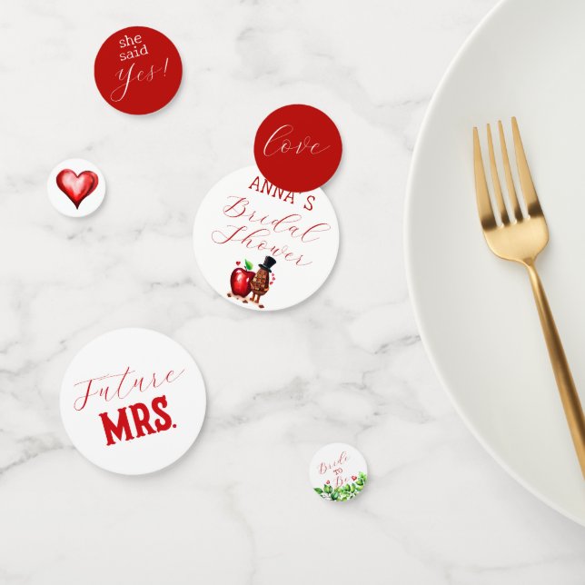 Red Apple Bridal Shower Confetti (Group)
