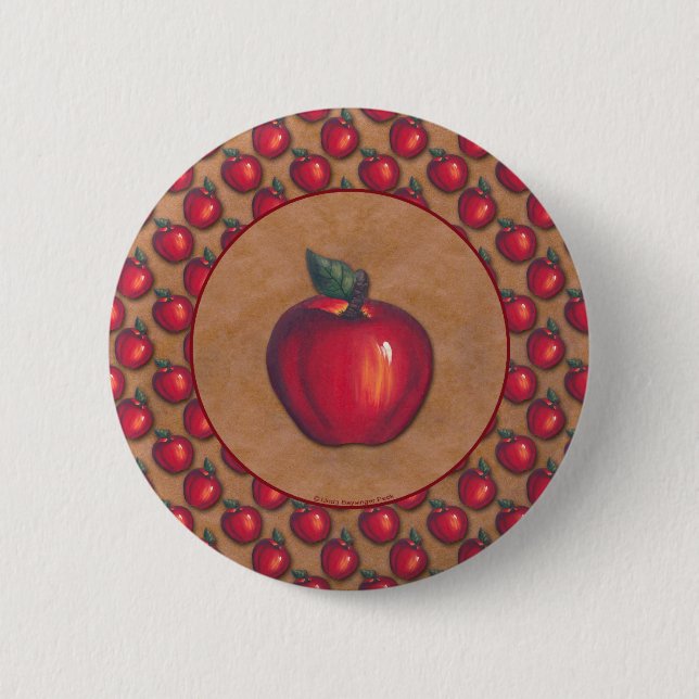 Red Apple Brown 2 Inch Round Button (Front)