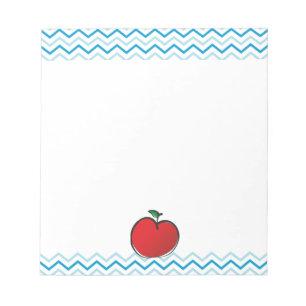 Red apple Chevron Pattern Personalized Monogram Notepad