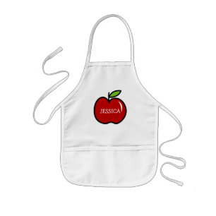 Red apple cooking apron for kids   Personalize
