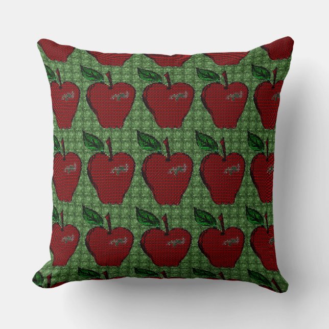 Red Apple/Country Mint Throw Pillow-Design 2 Pillow (Front)