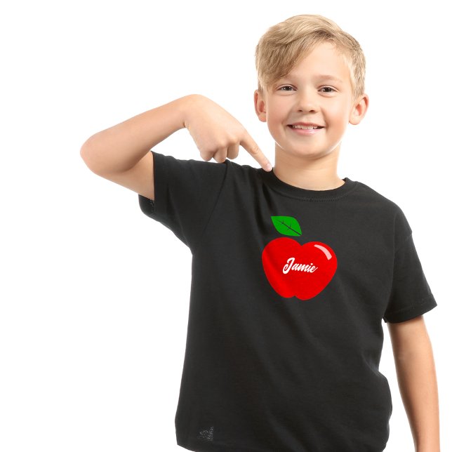 Red Apple Custom Name Kids T-Shirt (Creator Uploaded)