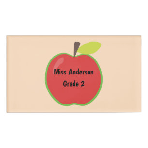 Red Apple Custom Teacher Name Grade Name Tag