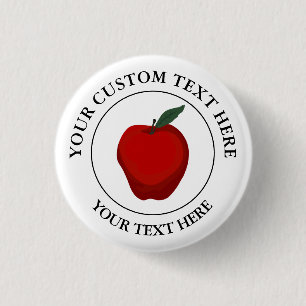 Red Apple Custom Text Logo Icon 1 Inch Round Button