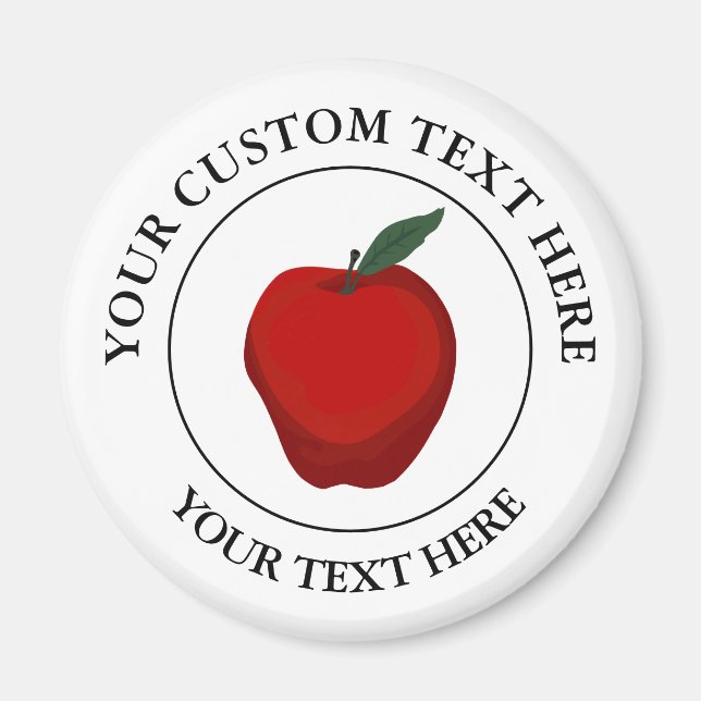 Red Apple Custom Text Logo Icon  Magnet (Front)