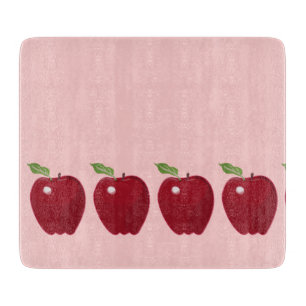 Red Apple Design Glass Cutting Board
