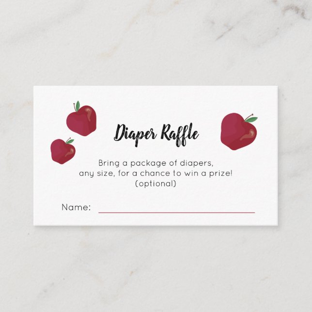 Red apple Diaper Raffle Enclosure Card (Front)