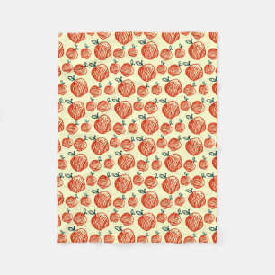 Red Apple Doodle Pattern Fleece Blanket