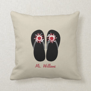 Red Apple Flip Flops Teacher Pillow