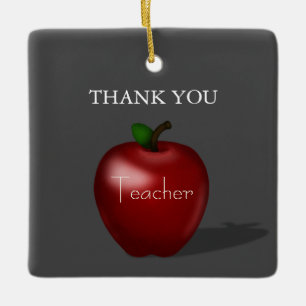 Red Apple for Teacher Personalized School Year Ceramic Ornament