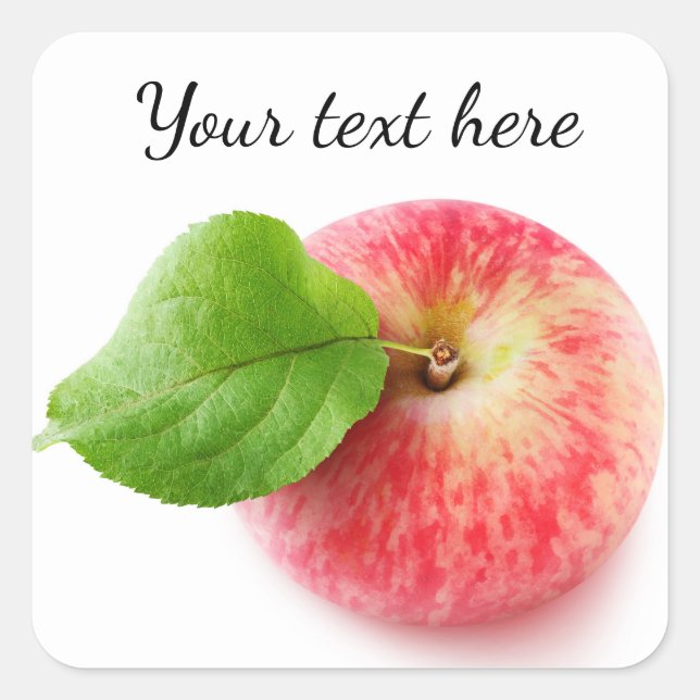 Red apple from above square sticker (Front)