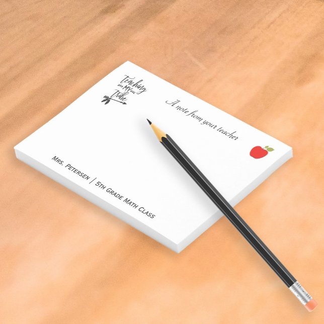 Red apple funny typography quote teacher name post-it notes (Creator Uploaded)