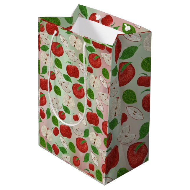 Red Apple Gift Bag – Cute Apple Print for Teachers (Back Angled)