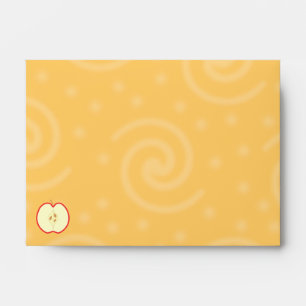 Red Apple Half. Swirl Pattern Background. Envelopes