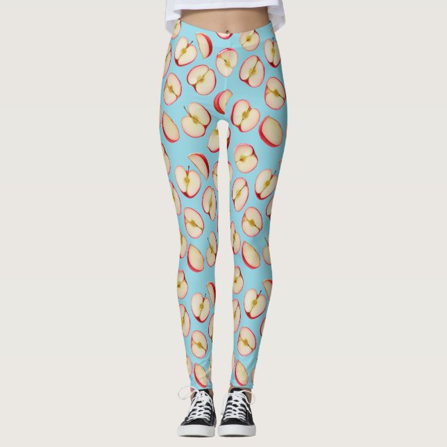 Red Apple Halves Pattern Leggings (Front)
