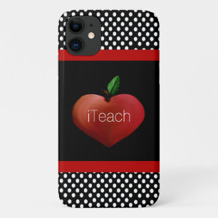 Red Apple Heart Teacher's iPhone 11 Case