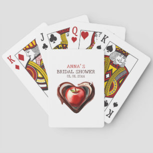 Red Apple in Chocolate Bridal Shower Playing Cards