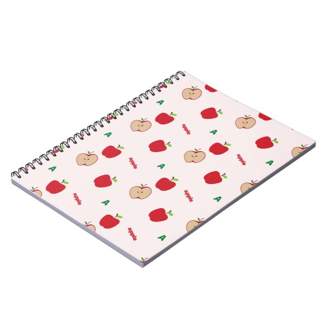 Red Apple Letter A Pattern  | Cute Back to School Notebook (Left Side)