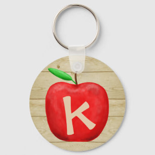 Red Apple Monogram Keychain