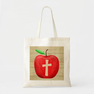 Red Apple Monogram Tote Bag