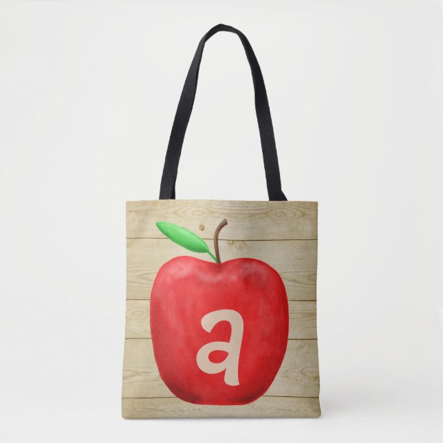 Red Apple Monogram Tote Bag (Front)
