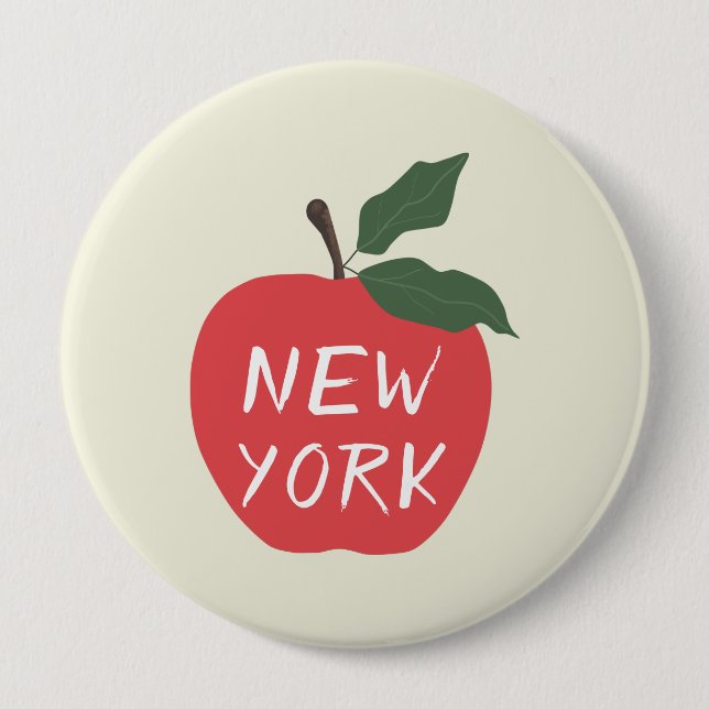 Red apple New York 4 Inch Round Button (Front)