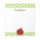Red apple notepad for teacher | Personalized name