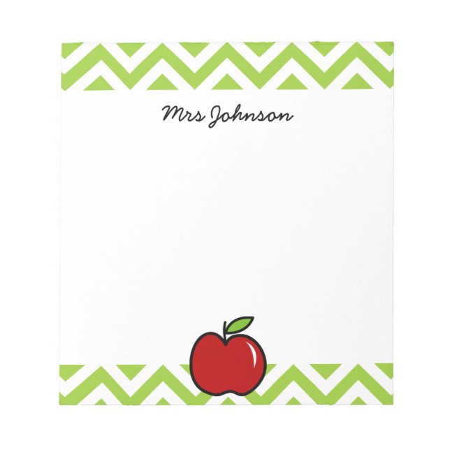 Red apple notepad for teacher | Personalized name (Front)