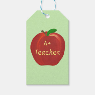 Red Apple Painting A+ Teacher Gift Cards Tags
