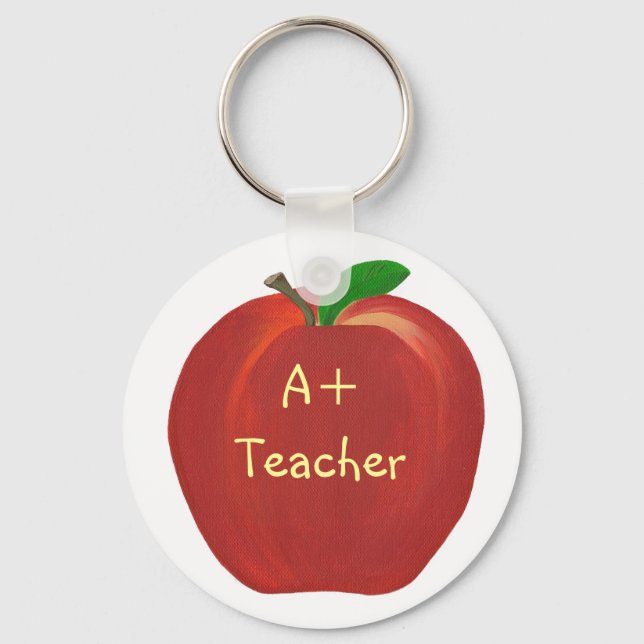 Red Apple Painting, A+ Teacher keychains (Front)