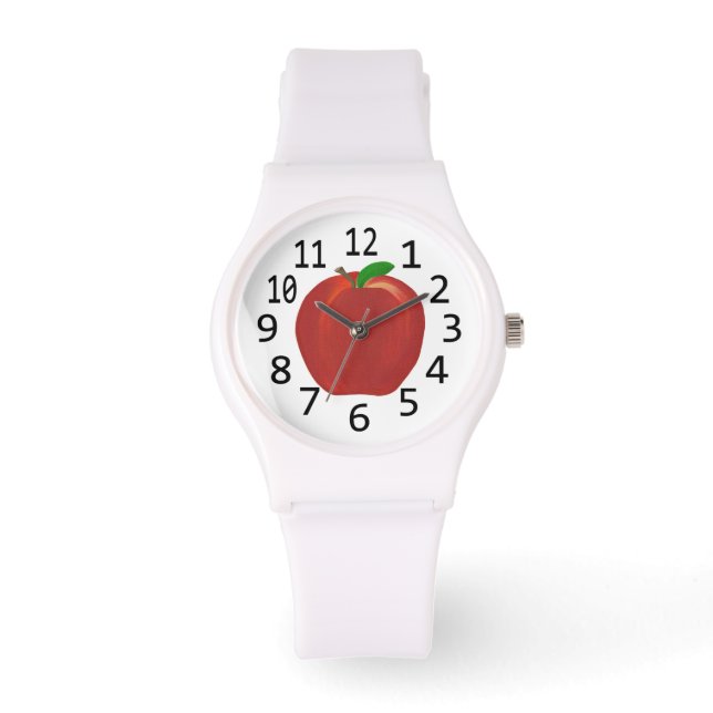 Red Apple Painting and Numbers Watch (Front)