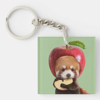 Red Apple Panda Keychain