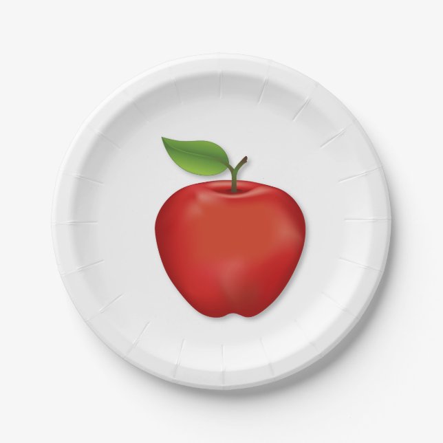 Red Apple  Paper Plate (Front)