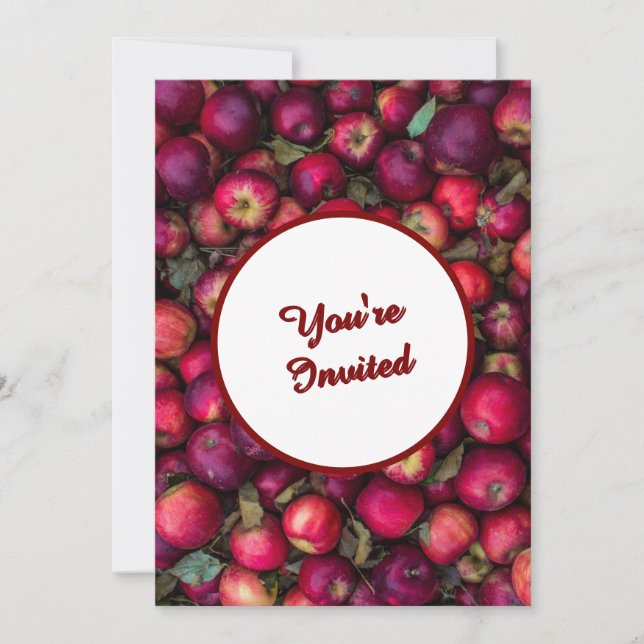 Red Apple Party Customizable  Invitation (Front)