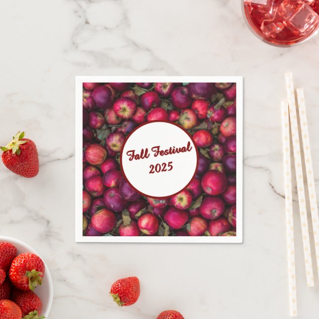 Red Apple Party Customizable Napkin (Insitu)