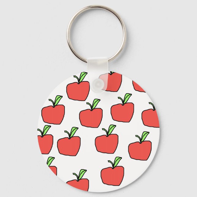 Red Apple Pattern. Keychain (Front)