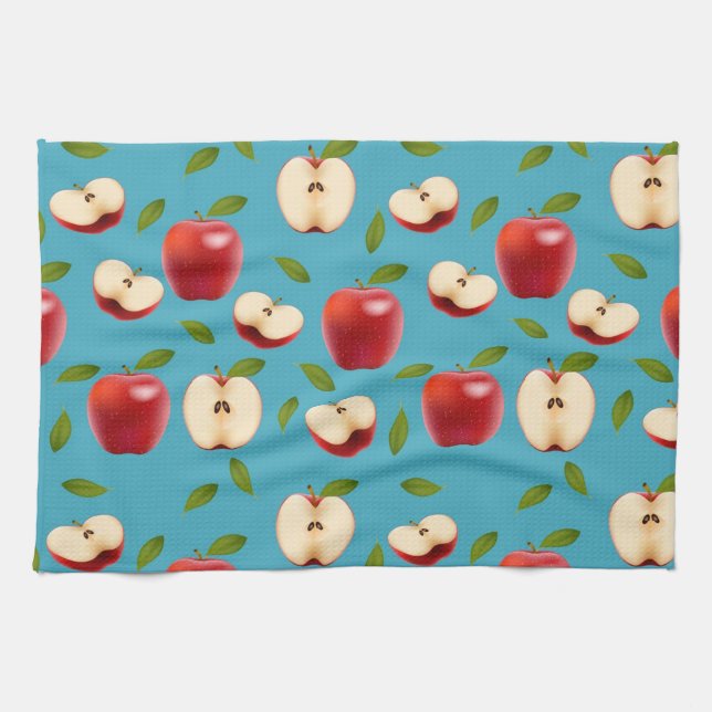 Red Apple Pattern Kitchen Towel (Horizontal)