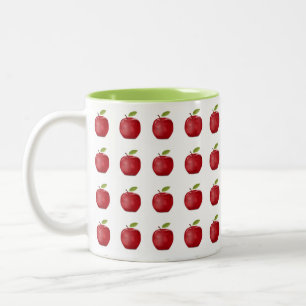 Red Apple Pattern on White Two-Tone Coffee Mug