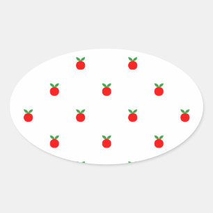 Red apple pattern oval sticker