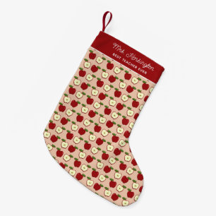 Red Apple Pattern Teacher Appreciation Small Christmas Stocking