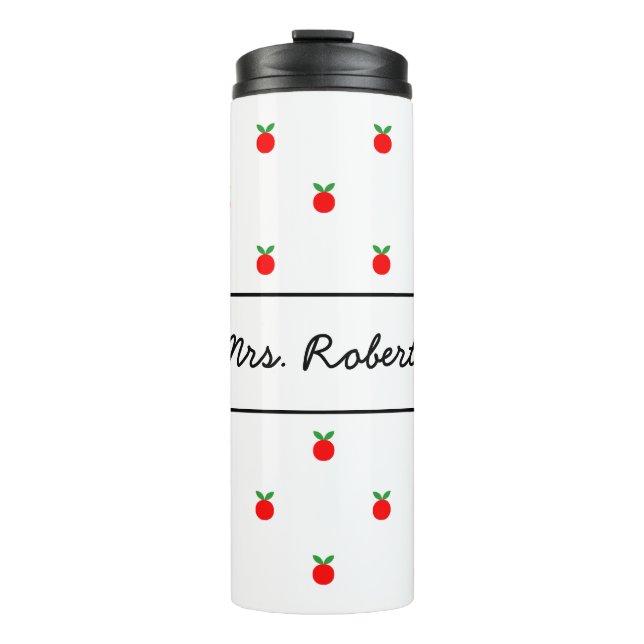 Red apple pattern thermal tumbler mug for teacher (Front)